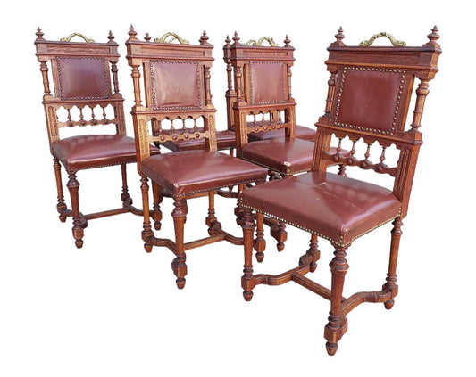 Original French Antique Oak Dining chairs