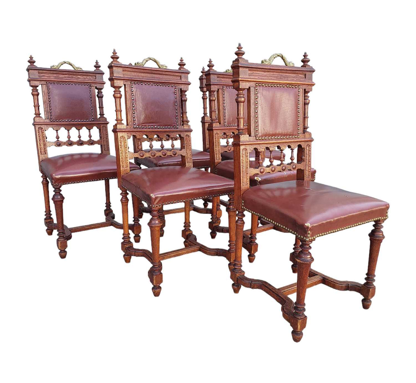 Original French Antique Oak Dining chairs
